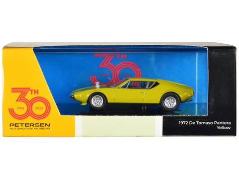 1972 De Tomaso Pantera Yellow "Petersen Automotive Museum 30th Anniversary" 1/64 Diecast Model Car by Paragon Models