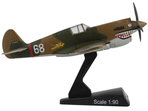 Curtiss P-40 Warhawk Fighter Aircraft "Hell's Angels - Flying Tigers" United States Army Air Corps 1/90 Diecast Model Airplane by Postage Stamp