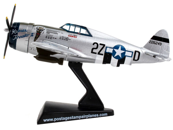 Republic P-47 Thunderbolt Fighter Aircraft "Kansas Tornado II" United States Army Air Force 1/100 Diecast Model Airplane by Postage Stamp