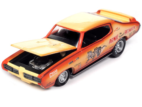 1969 Pontiac GTO Orange and Cream Fade with Graphics "Arnie 'The Farmer' Beswick" "Racing Champions Mint 2023" Release 1 Limited Edition to 2500 pieces Worldwide 1/64 Diecast Model Car by Racing Champions