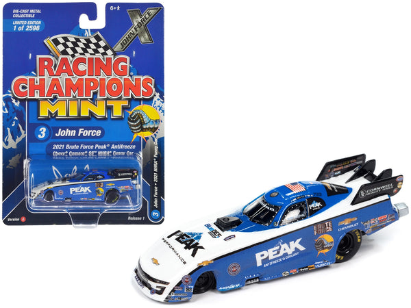 Chevrolet Camaro SS NHRA Funny Car John Force "Brute Force Peak" (2021) "John Force Racing" "Racing Champions Mint 2023" Release 1 Limited Edition to 2596 pieces Worldwide 1/64 Diecast Model Car by Racing Champions