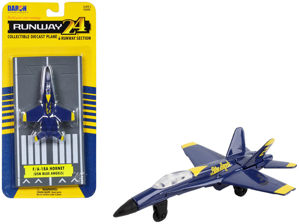 McDonnell Douglas F/A-18A Hornet Fighter Aircraft Blue "United States Navy Blue Angels #2" with Runway Section Diecast Model Airplane by Runway24
