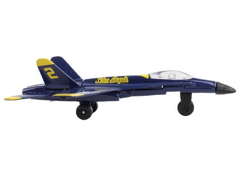 McDonnell Douglas F/A-18A Hornet Fighter Aircraft Blue "United States Navy Blue Angels #2" with Runway Section Diecast Model Airplane by Runway24