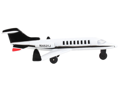Private Jet Commercial Aircraft White with Black Tail "N452IJ" with Runway Section Diecast Model Airplane by Runway24