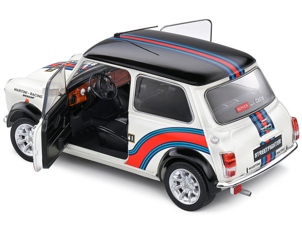 1998 Mini Cooper Sport White Metallic with Black Top and Stripes "Martini Racing" 1/18 Diecast Model Car by Solido