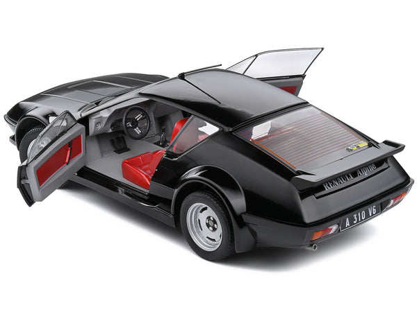 1983 Alpine A310 Pack GT Noir Irise Black with Red Interior 1/18 Diecast Model Car by Solido