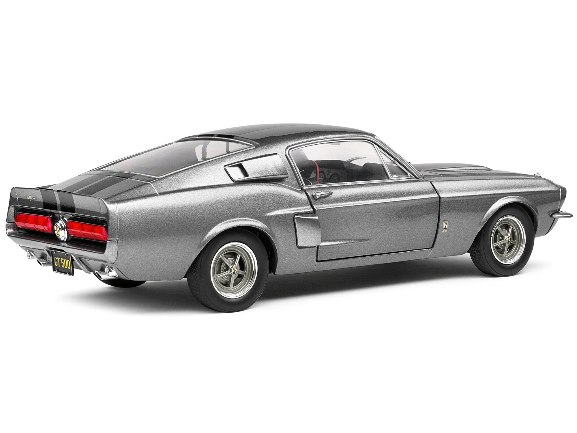 1967 Shelby GT500 Gray Metallic with Black Stripes 1/18 Diecast Model Car by Solido