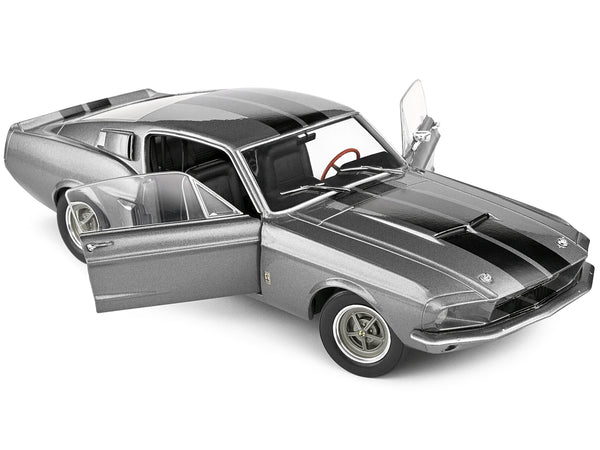 1967 Shelby GT500 Gray Metallic with Black Stripes 1/18 Diecast Model Car by Solido