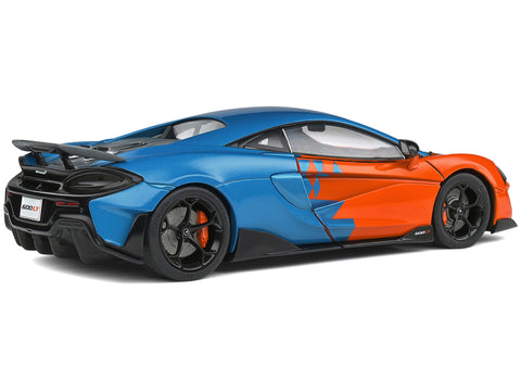 2019 McLaren 600LT Blue Metallic and Orange "Formula One Team Tribute" Livery 1/18 Diecast Model Car by Solido