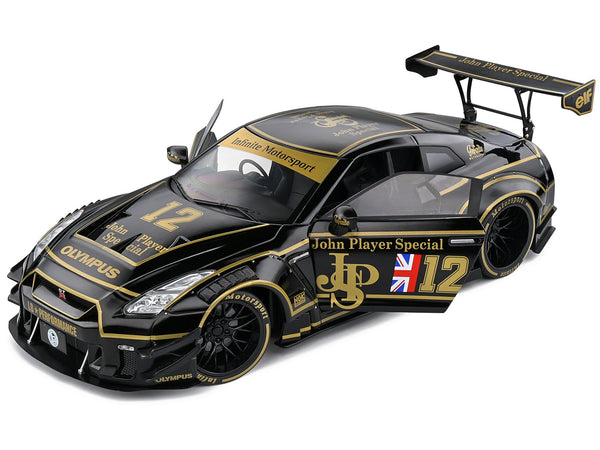 2022 Nissan GT-R (R35) RHD (Right Hand Drive) "Liberty Walk Type 2" Body Kit #12 Black "John Player Special" "Competition" Series 1/18 Diecast Model Car by Solido