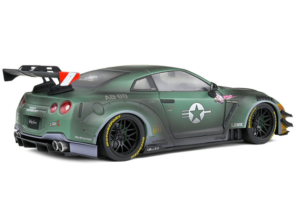 2022 Nissan GT-R (R35) RHD (Right Hand Drive) Liberty Walk 2.0 Body Kit "Army Fighter" "Competition" Series 1/18 Diecast Model Car by Solido