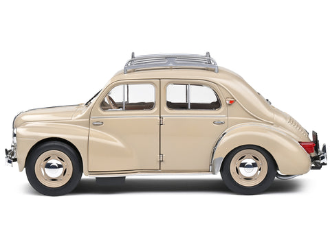 1956 Renault 4CV Beige Tourterelle with Roof Rack 1/18 Diecast Model Car by Solido