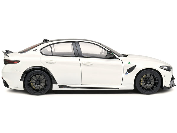 2022 Alfa Romeo Guilia GTA Blanco Trofeo White Metallic with Carbon Top 1/18 Diecast Model Car by Solido
