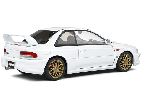 1998 Subaru Impreza 22B RHD (Right Hand Drive) Pure White with Gold Wheels 1/18 Diecast Model Car by Solido