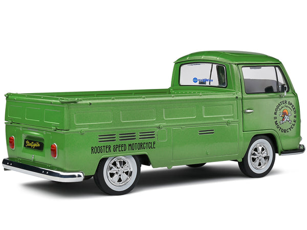 1968 Volkswagen T2 Pickup Truck Green Metallic "Rooster Speed Motorcycle" 1/18 Diecast Model Car by Solido