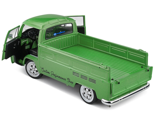 1968 Volkswagen T2 Pickup Truck Green Metallic "Rooster Speed Motorcycle" 1/18 Diecast Model Car by Solido