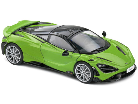 2020 McLaren 765 LT Lime Green Metallic and Black 1/43 Diecast Model Car by Solido