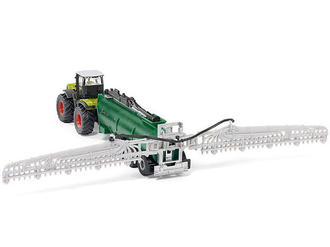 Claas 5000 Xerion Tractor Green and Black with Vacuum Tanker 1/87 (HO) Diecast Model by Siku