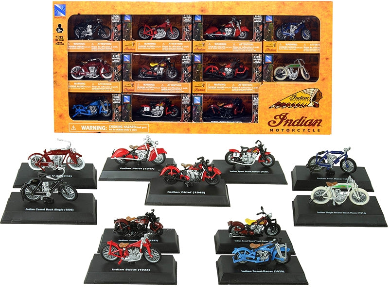"Indian Motorcycle" Set of 11 pieces 1/32 Diecast Motorcycle Models by New Ray