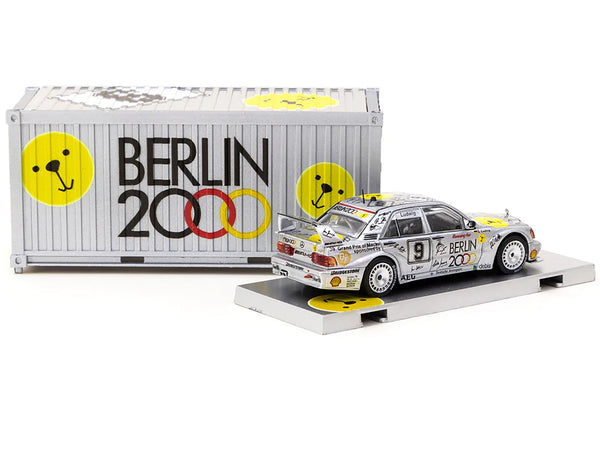 Mercedes-Benz 190 E 2.5-16 Evolution II #9 Klaus Ludwig "Macau Guia Race" (1992) with Container Display Case "Hobby64" Series 1/64 Diecast Model Car by Tarmac Works