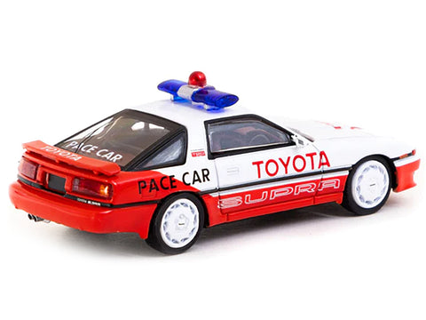 Toyota Supra RHD (Right Hand Drive) White and Red "Pace Car" "Hobby64" Series 1/64 Diecast Model Car by Tarmac Works