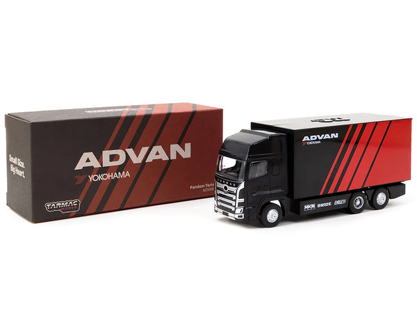 Toyota "Pandem" Yaris RHD (Right Hand Drive) Red and Black "Advan" Livery with Plastic Transporter Packaging "Advan" 1/64 Diecast Model Car by Tarmac Works