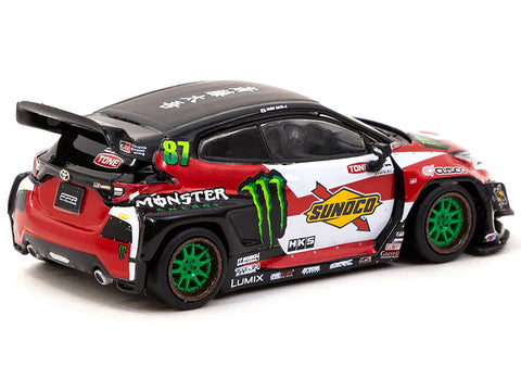 Toyota Yaris #87 Red and White with Black Top and Graphics "Monster Energy - Pandem Drift Car" "Hobby64" Series 1/64 Diecast Model Car by Tarmac Works