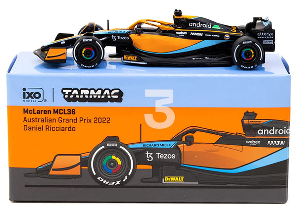 McLaren MCL36 #3 Daniel Ricciardo Formula One F1 "Australian GP" (2022) "Global64" Series 1/64 Diecast Model Car by Tarmac Works
