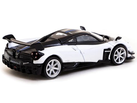 Pagani Huayra BC Bianco Benny White and Black with Blue Stripes "Global64" Series 1/64 Diecast Model by Tarmac Works