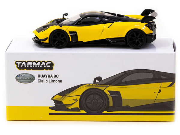 Pagani Huayra BC Giallo Limone Yellow and Black "Global64" Series 1/64 Diecast Model Car by Tarmac Works