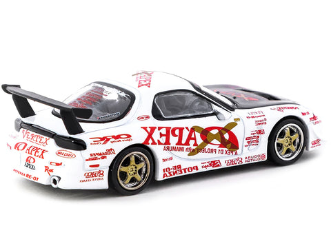Vertex RX-7 FD3S White with Graphics RHD (Right Hand Drive) "A'Pex D1 Project" "Global64" Series 1/64 Diecast Model Car by Tarmac Works