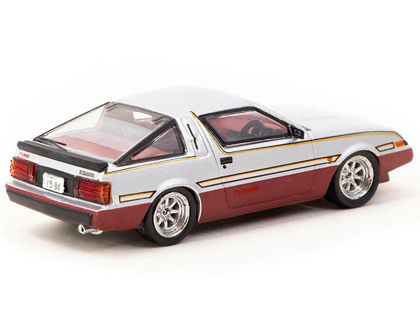 Mitsubishi Starion RHD (Right Hand Drive) Silver Metallic and Dark Red with Red Interior with Extra Wheels "Road64" Series 1/64 Diecast Model Car by Tarmac Works