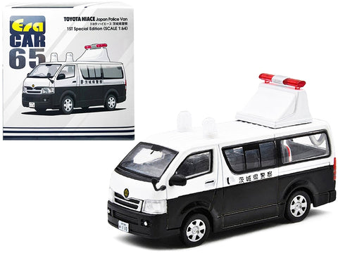 Toyota Hiace Japan Police Van White and Black "1st Special Edition" 1/64 Diecast Model Car by Era Car