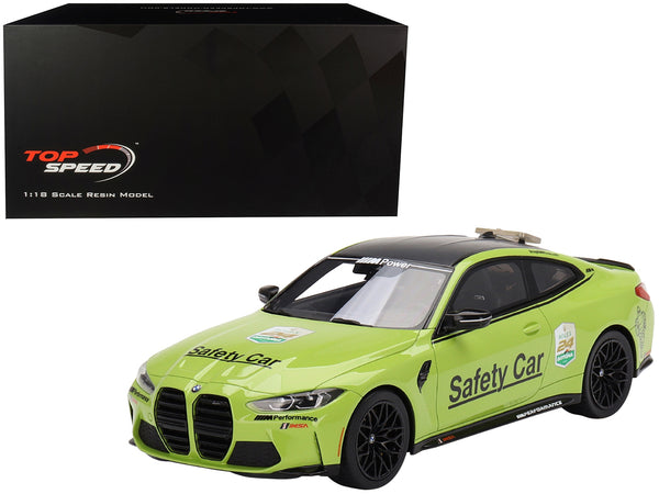 BMW M4 "Safety Car" Light Green with Carbon Top "24 Hours of Daytona" (2022) 1/18 Model Car by Top Speed
