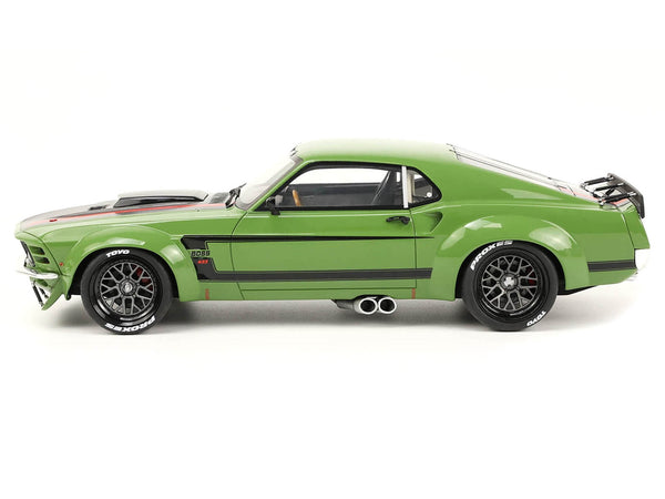 1970 Ford Mustang Widebody "By Ruffian" Green with Black Stripes 1/18 Model Car by GT Spirit for ACME