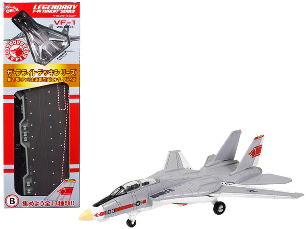 Grumman F-14 Tomcat Fighter Aircraft "VF-1 Wolfpack" and Section B of USS Enterprise (CVN-65) Aircraft Carrier Display Deck "Legendary F-14 Tomcat" Series 1/200 Diecast Model by Forces of Valor