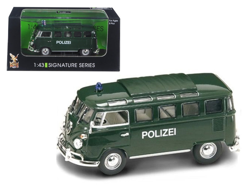 1962 Volkswagen Microbus Police Green 1/43 Diecast Car Model by Road Signature